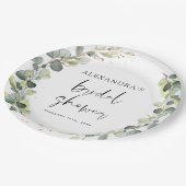 Brautparty Eukalyptus Grüne Sukkulent Pappteller (Schrägansicht)
