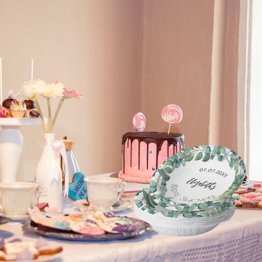 Brautparty-Eukalyptus-Grünkranz Pappteller