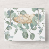 Brautparty Eukalyptus Grünpflanzen Baby All In One Einladung (Rückseite)