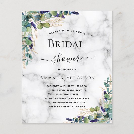 Brautparty Eukalyptus-Marmor-Haushaltseinladung Flyer (Vorne)