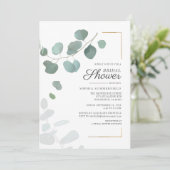 Brautparty Eukalyptus Script Greenery Succulent Einladung (Stehend Vorderseite)