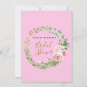 Brautparty Fahrplan 🌸 rosa Blumenmuster Einladung (Rückseite)