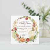 Brautparty Fall Floral Burgund White Pumpkin Einladung (Stehend Vorderseite)