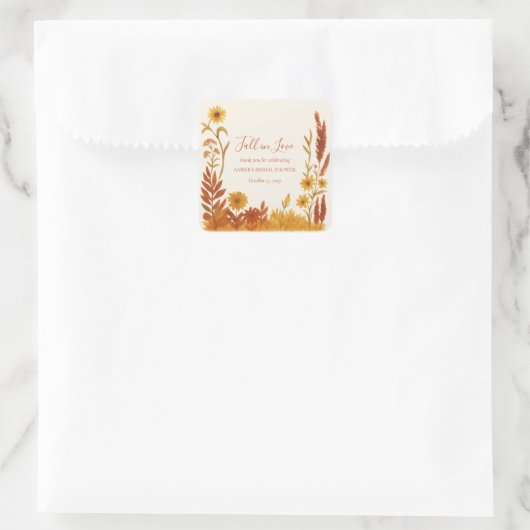 Brautparty "Fall in Liebe" Vielen Dank Quadratischer Aufkleber (Tasche)