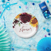 Brautparty Fall Sonnenblumen Burgund Rose Pappteller (Party)