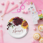 Brautparty Fall Sonnenblumen Burgund Rose Pappteller (Party)