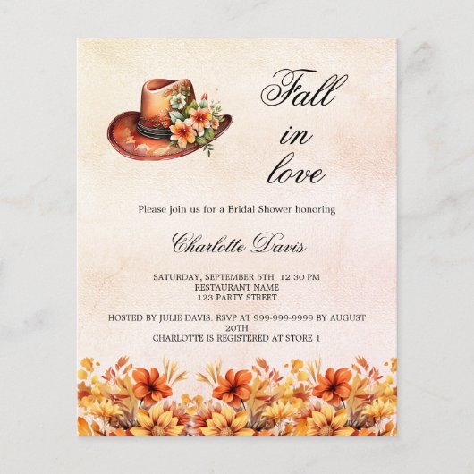 Brautparty fallen Liebe Cowgirl-Einladung (Vorderseite)
