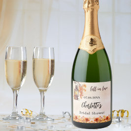 Brautparty fallen orange Blume Blätter Schaumweinetikett