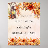 Brautparty fallorange Blume willkommen Poster (Vorne)