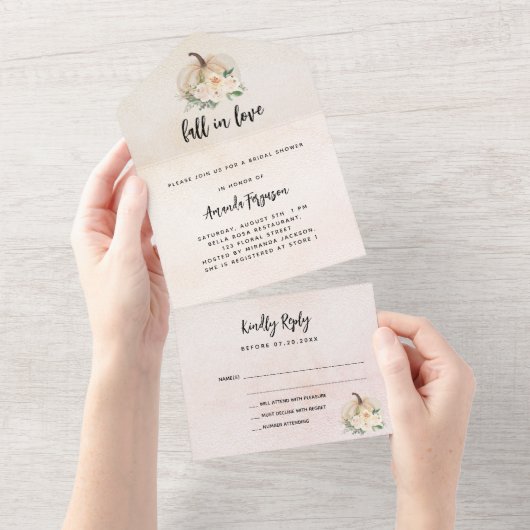 Brautparty fällt in Liebe Kürbis UAWG All In One Einladung (Abreißen)