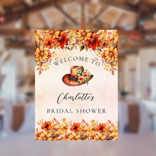 Brautparty fällt orange florale Kuhmädchen Empfang Poster
