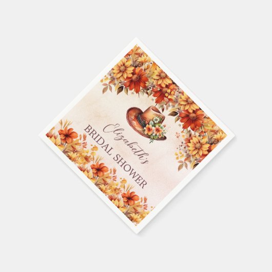 Brautparty fällt Orangenflorchen Cowgirl Hut Serviette (Ecke)