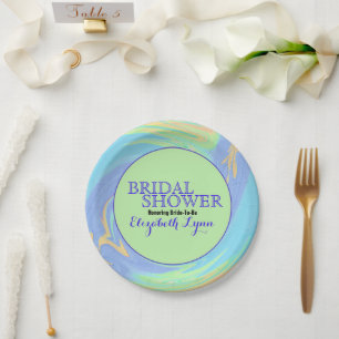 Brautparty Farbenfrohe Abstrakte Pastel Swirl Pappteller