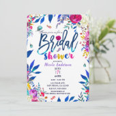 Brautparty Farbenfrohe Bright Bold Blume Einladung (Stehend Vorderseite)