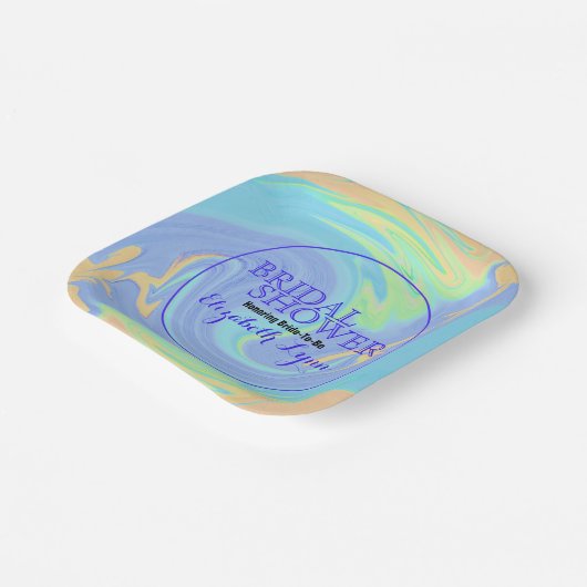 Brautparty Farbenfrohe Pastell Abstrakte Wirbel Pappteller (Gewinkelt)