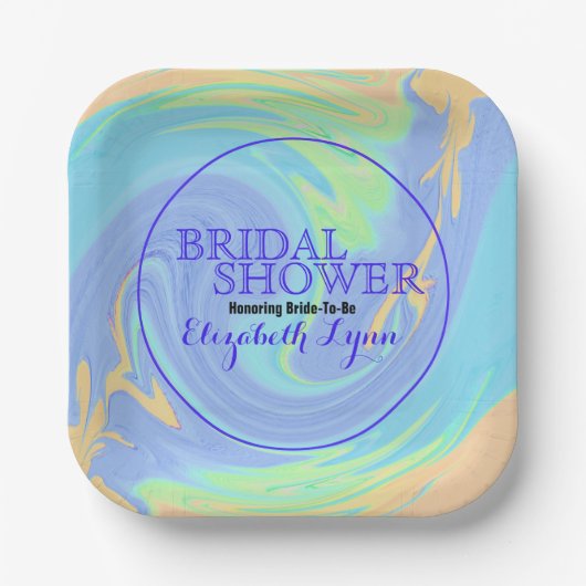 Brautparty Farbenfrohe Pastell Abstrakte Wirbel Pappteller (Vorderseite)