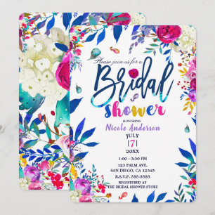 Brautparty Farbige Helle Kräftige Blumenblüten Einladung