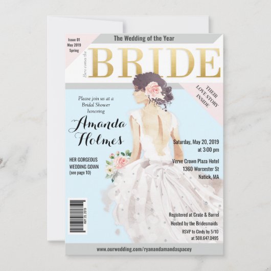 Brautparty Fashion Magazine Einladung (Vorderseite)