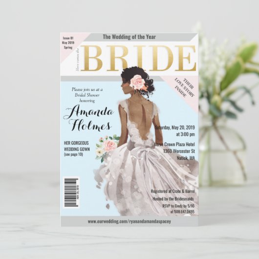 Brautparty Fashion Magazine Einladung (Stehend Vorderseite)
