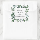 Brautparty Favor Siegel Emerald Forest Foliage Quadratischer Aufkleber (Tasche)