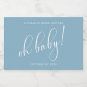 Brautparty favorisiert Minimalistisches Baby Blue Schaumweinetikett (Einzelnes Label)