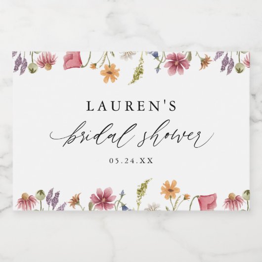 Brautparty-Favoriten für die Wildblume Wasserfarbe Schaumweinetikett (Einzelnes Label)