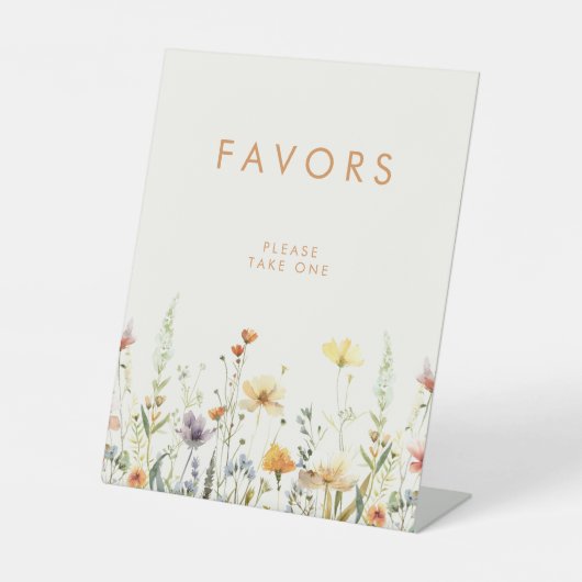 Brautparty-Favoriten für rustikale Wildblume Sockelschild (Vorderseite)