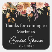 Brautparty-Favoriten für Schwarzer Fall Quadratischer Aufkleber (Vorderseite)