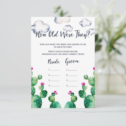 Brautparty Fiesta wie alt waren sie Spielkarte Begleitkarte (Stehend Vorderseite)