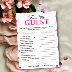 Brautparty: Finde den Gast Magenta Konfetti Einladung