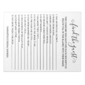 Brautparty Finden Sie das Gast-Spiel Notizblock (Vorderseite)