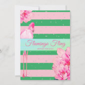 Brautparty Flamingo Fling Green Pink Floral Einladung (Rückseite)