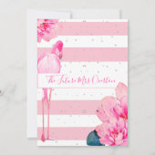 Brautparty Flamingo Rosa Streifen floraler Chic Einladung (Rückseite)