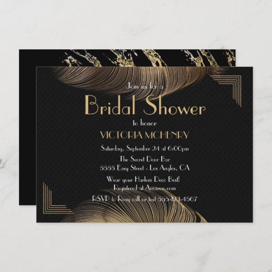 Brautparty Flapper Great Gatsby Harlem Nights Einladung (Vorne/Hinten)