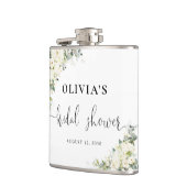 Brautparty-Flasche mit weißen Blumen Flachmann (Links)