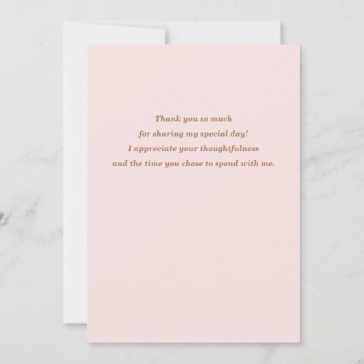 Brautparty Flat Rose Quarz Rosa Dankeskarte (Rückseite)