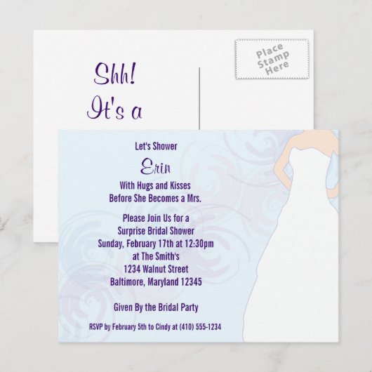 Brautparty Flora Einladung Postkarten (Vorne/Hinten)