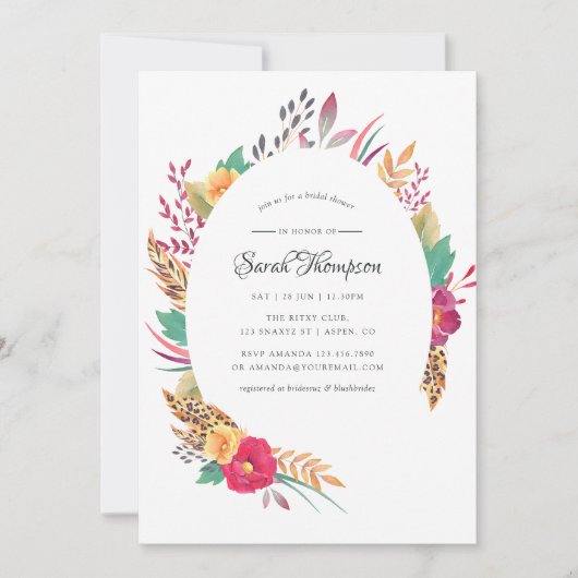 Brautparty "Flora-Fauna" Einladung (Vorderseite)