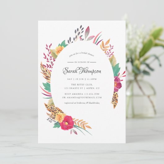 Brautparty "Flora-Fauna" Einladung (Stehend Vorderseite)