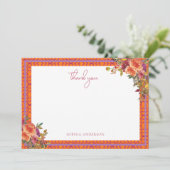 Brautparty "Flora Fuchsia" Dankeskarte (Stehend Vorderseite)