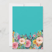Brautparty Floral Blume Aquamarin Türkis Aqua Einladung (Rückseite)