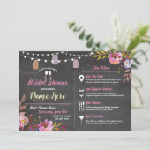 Brautparty Floral Chalk Jars Rosa Route Einladung (Stehend Vorderseite)