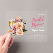 Brautparty Floral Champagne Acryleinladungen (Insitu (Handheld))