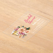 Brautparty Floral Champagne Acryleinladungen (Ablage )