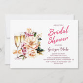 Brautparty Floral Champagne Einladung (Vorderseite)