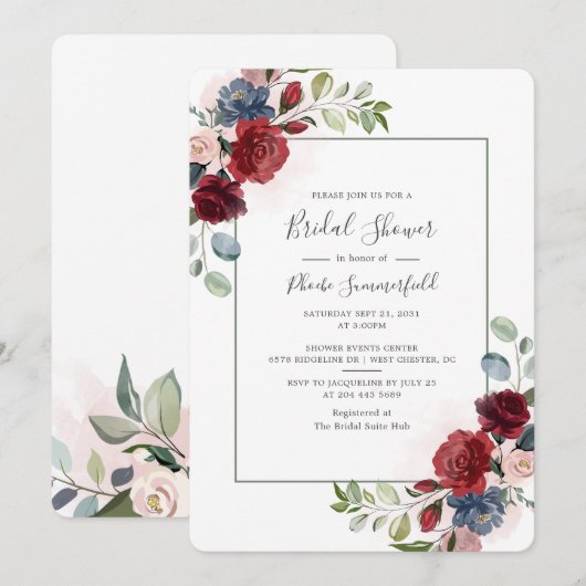 Brautparty Floral Einladung (Vorne/Hinten)
