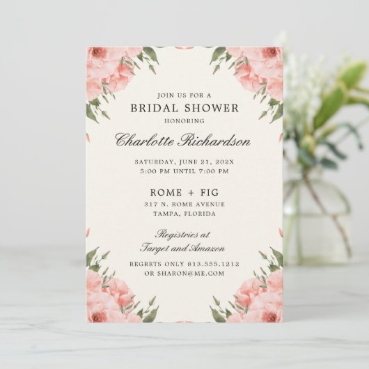 Brautparty Floral Einladung (Stehend Vorderseite)
