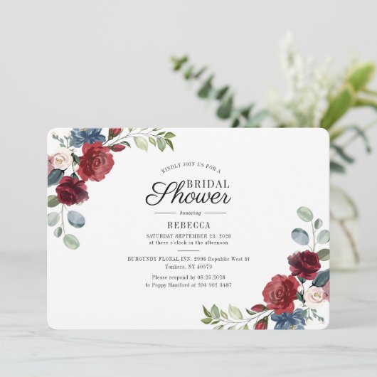 Brautparty Floral Einladung (Stehend Vorderseite)