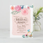 Brautparty Floral Einladung (Stehend Vorderseite)