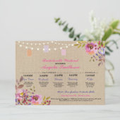 Brautparty Floral Jars Itinerary Bachelorette Einladung (Stehend Vorderseite)